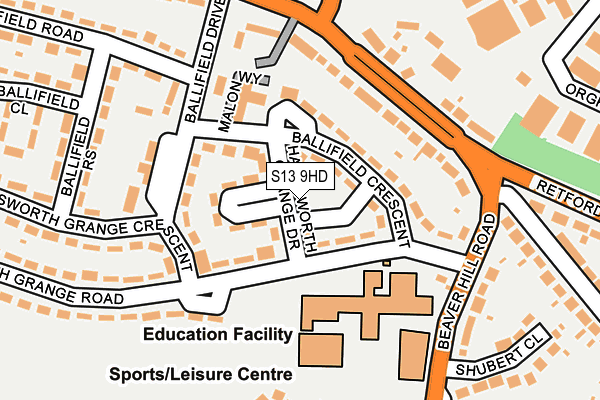 S13 9HD map - OS OpenMap – Local (Ordnance Survey)