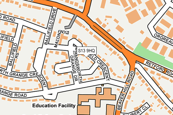 S13 9HQ map - OS OpenMap – Local (Ordnance Survey)
