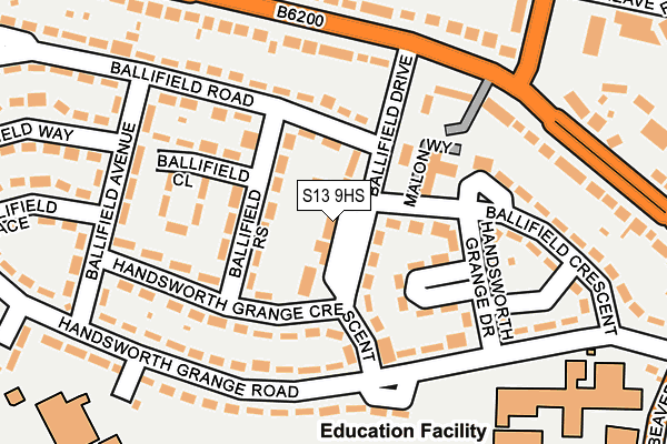 S13 9HS map - OS OpenMap – Local (Ordnance Survey)