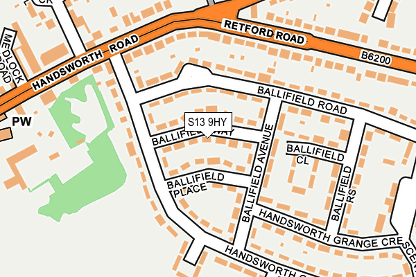 S13 9HY map - OS OpenMap – Local (Ordnance Survey)