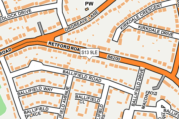 S13 9LE map - OS OpenMap – Local (Ordnance Survey)