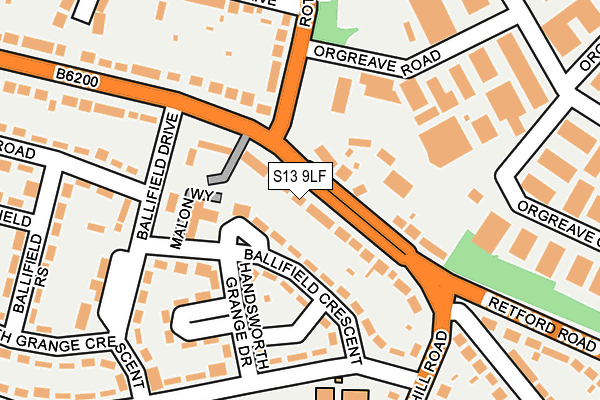 S13 9LF map - OS OpenMap – Local (Ordnance Survey)