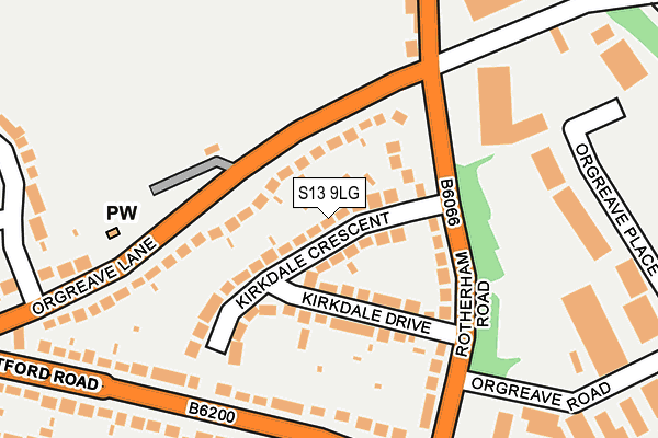 S13 9LG map - OS OpenMap – Local (Ordnance Survey)