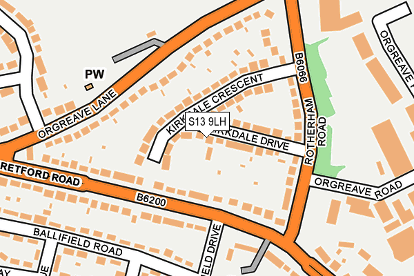 S13 9LH map - OS OpenMap – Local (Ordnance Survey)