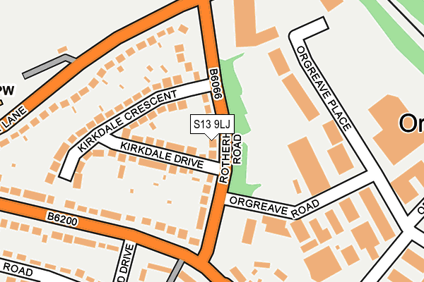 S13 9LJ map - OS OpenMap – Local (Ordnance Survey)