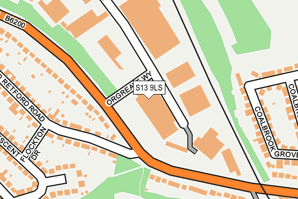 S13 9LS map - OS OpenMap – Local (Ordnance Survey)
