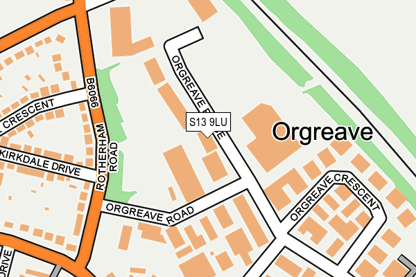 S13 9LU map - OS OpenMap – Local (Ordnance Survey)