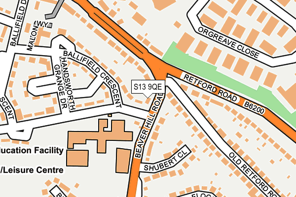 S13 9QE map - OS OpenMap – Local (Ordnance Survey)