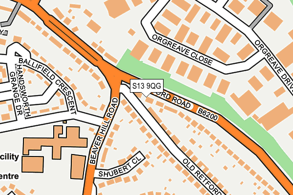 S13 9QG map - OS OpenMap – Local (Ordnance Survey)