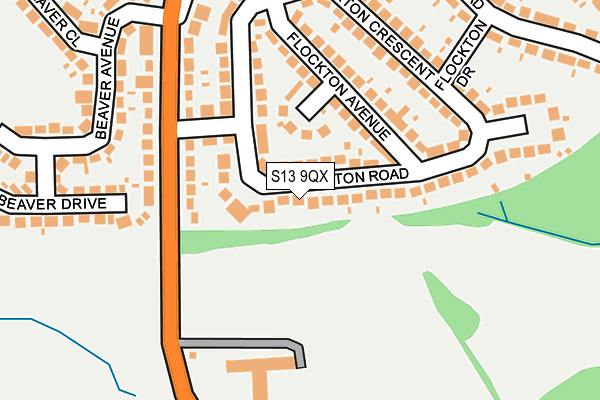 S13 9QX map - OS OpenMap – Local (Ordnance Survey)