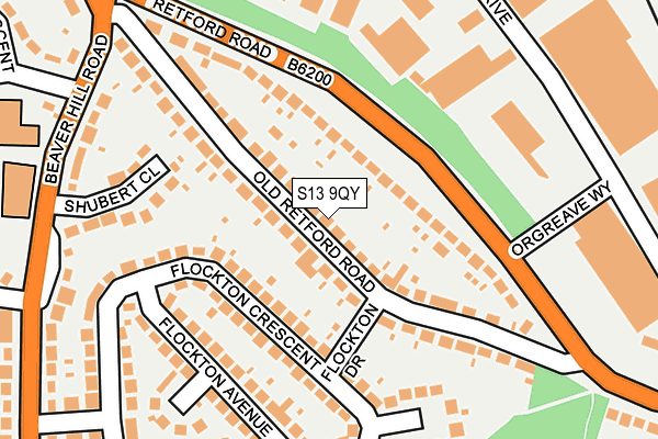 S13 9QY map - OS OpenMap – Local (Ordnance Survey)