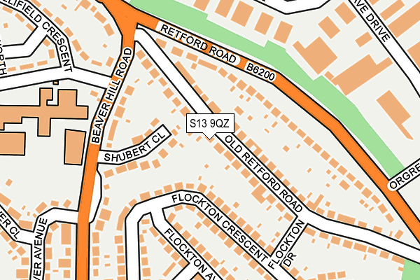 S13 9QZ map - OS OpenMap – Local (Ordnance Survey)