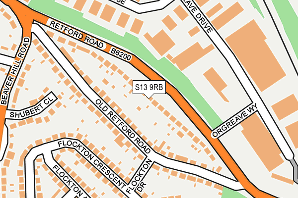 S13 9RB map - OS OpenMap – Local (Ordnance Survey)