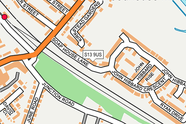 S13 9US map - OS OpenMap – Local (Ordnance Survey)