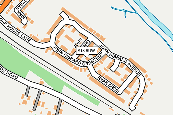 S13 9UW map - OS OpenMap – Local (Ordnance Survey)