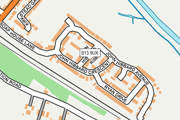 S13 9UX map - OS OpenMap – Local (Ordnance Survey)