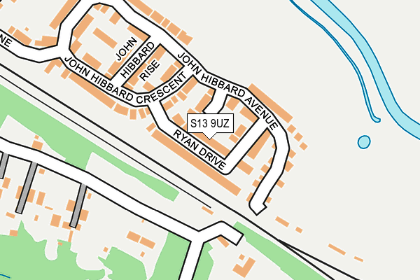 S13 9UZ map - OS OpenMap – Local (Ordnance Survey)