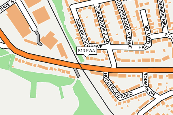 S13 9WA map - OS OpenMap – Local (Ordnance Survey)