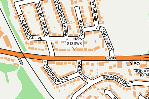 S13 9WB map - OS OpenMap – Local (Ordnance Survey)