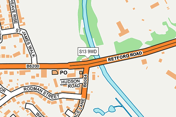 S13 9WD map - OS OpenMap – Local (Ordnance Survey)