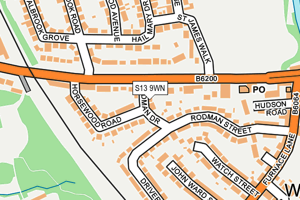 S13 9WN map - OS OpenMap – Local (Ordnance Survey)