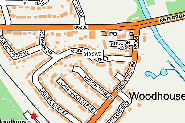 S13 9WS map - OS OpenMap – Local (Ordnance Survey)