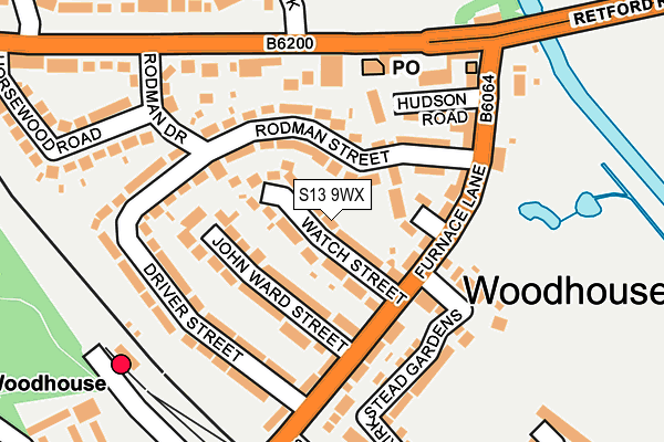 S13 9WX map - OS OpenMap – Local (Ordnance Survey)