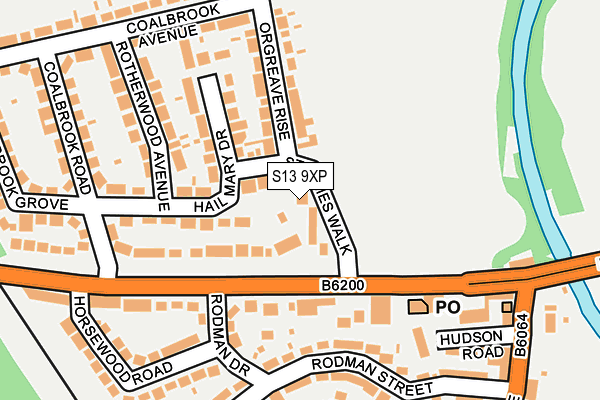 S13 9XP map - OS OpenMap – Local (Ordnance Survey)