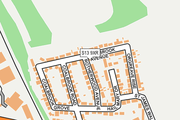 S13 9XR map - OS OpenMap – Local (Ordnance Survey)