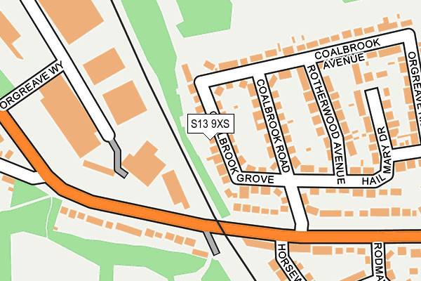 S13 9XS map - OS OpenMap – Local (Ordnance Survey)