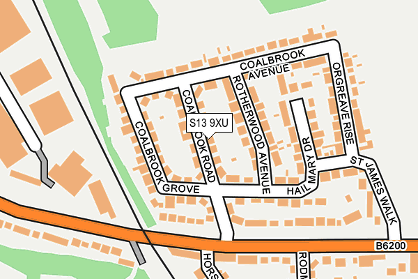 S13 9XU map - OS OpenMap – Local (Ordnance Survey)