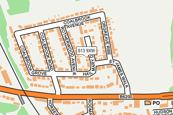 S13 9XW map - OS OpenMap – Local (Ordnance Survey)