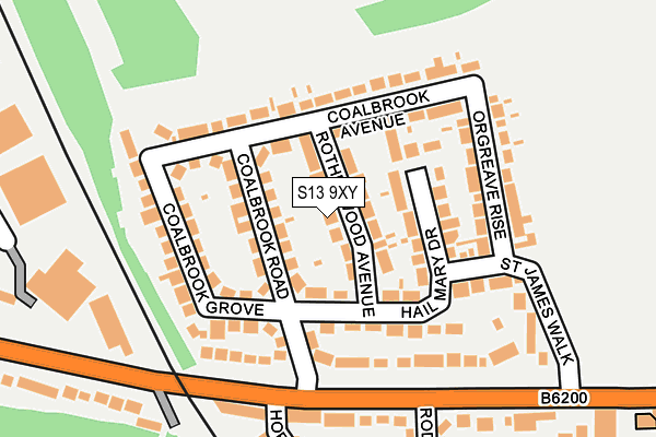 S13 9XY map - OS OpenMap – Local (Ordnance Survey)