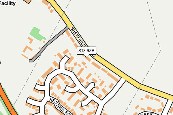 S13 9ZB map - OS OpenMap – Local (Ordnance Survey)