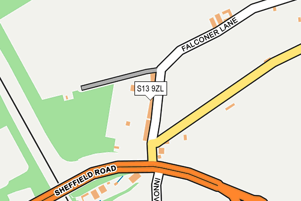 S13 9ZL map - OS OpenMap – Local (Ordnance Survey)