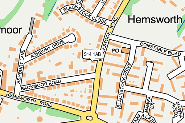 S14 1AB map - OS OpenMap – Local (Ordnance Survey)