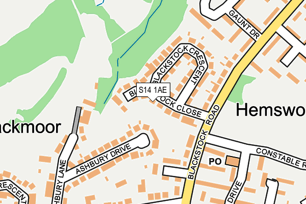S14 1AE map - OS OpenMap – Local (Ordnance Survey)