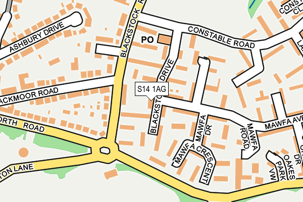 S14 1AG map - OS OpenMap – Local (Ordnance Survey)