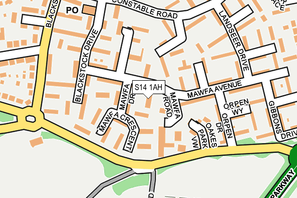 S14 1AH map - OS OpenMap – Local (Ordnance Survey)