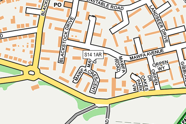 S14 1AR map - OS OpenMap – Local (Ordnance Survey)