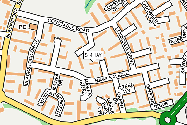 S14 1AY map - OS OpenMap – Local (Ordnance Survey)