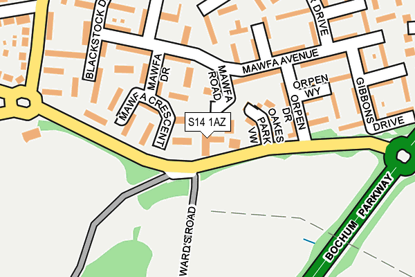 S14 1AZ map - OS OpenMap – Local (Ordnance Survey)
