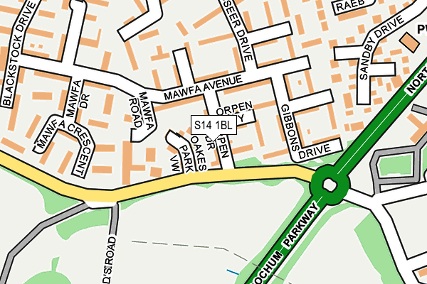 S14 1BL map - OS OpenMap – Local (Ordnance Survey)