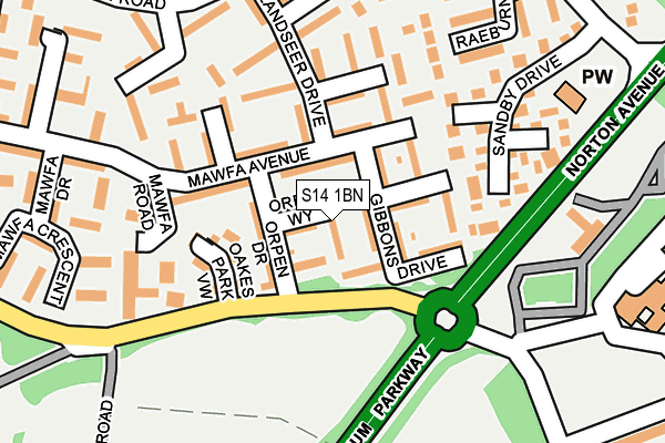 S14 1BN map - OS OpenMap – Local (Ordnance Survey)
