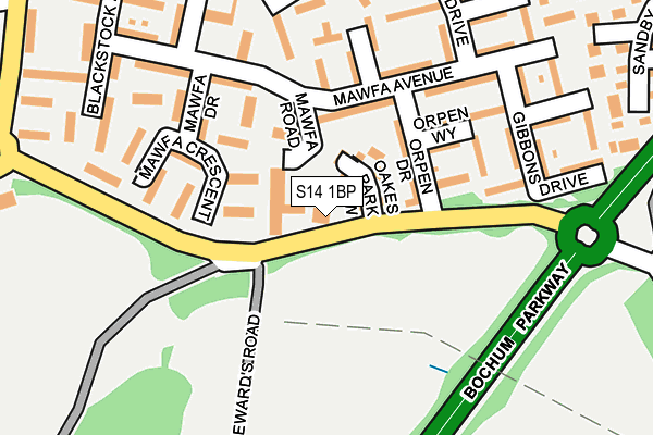 S14 1BP map - OS OpenMap – Local (Ordnance Survey)