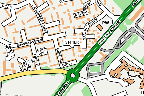 S14 1BR map - OS OpenMap – Local (Ordnance Survey)