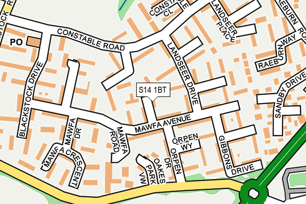 S14 1BT map - OS OpenMap – Local (Ordnance Survey)