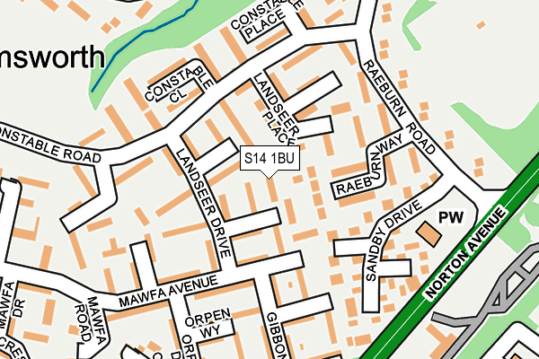 S14 1BU map - OS OpenMap – Local (Ordnance Survey)
