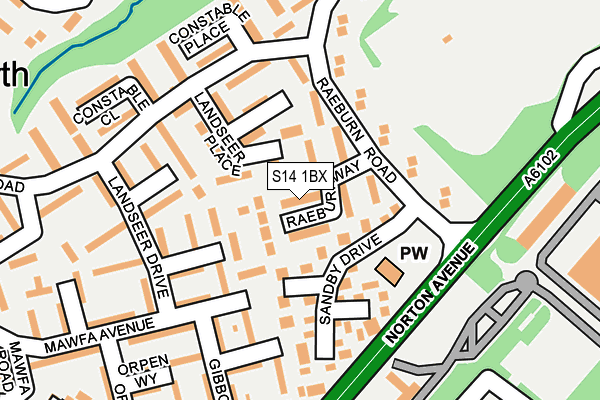 S14 1BX map - OS OpenMap – Local (Ordnance Survey)