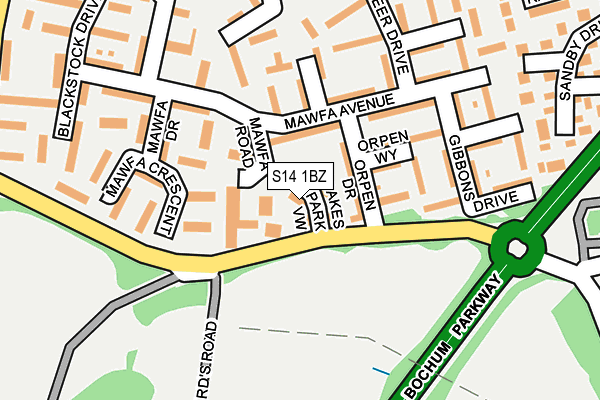 S14 1BZ map - OS OpenMap – Local (Ordnance Survey)